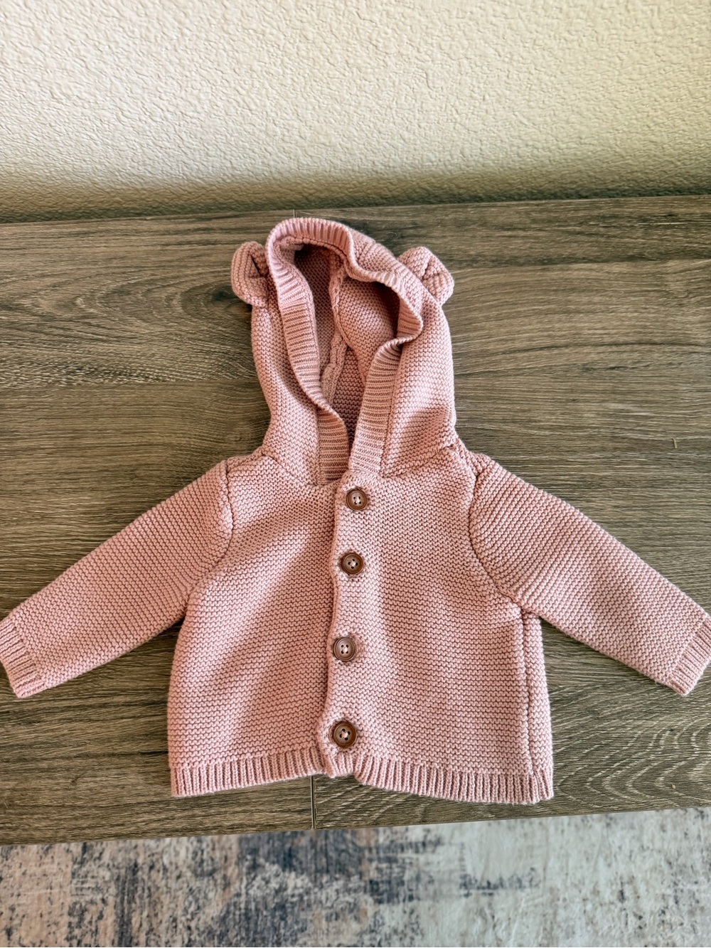 Carter's Knit Hooded Baby Cardigan in Blush Pink